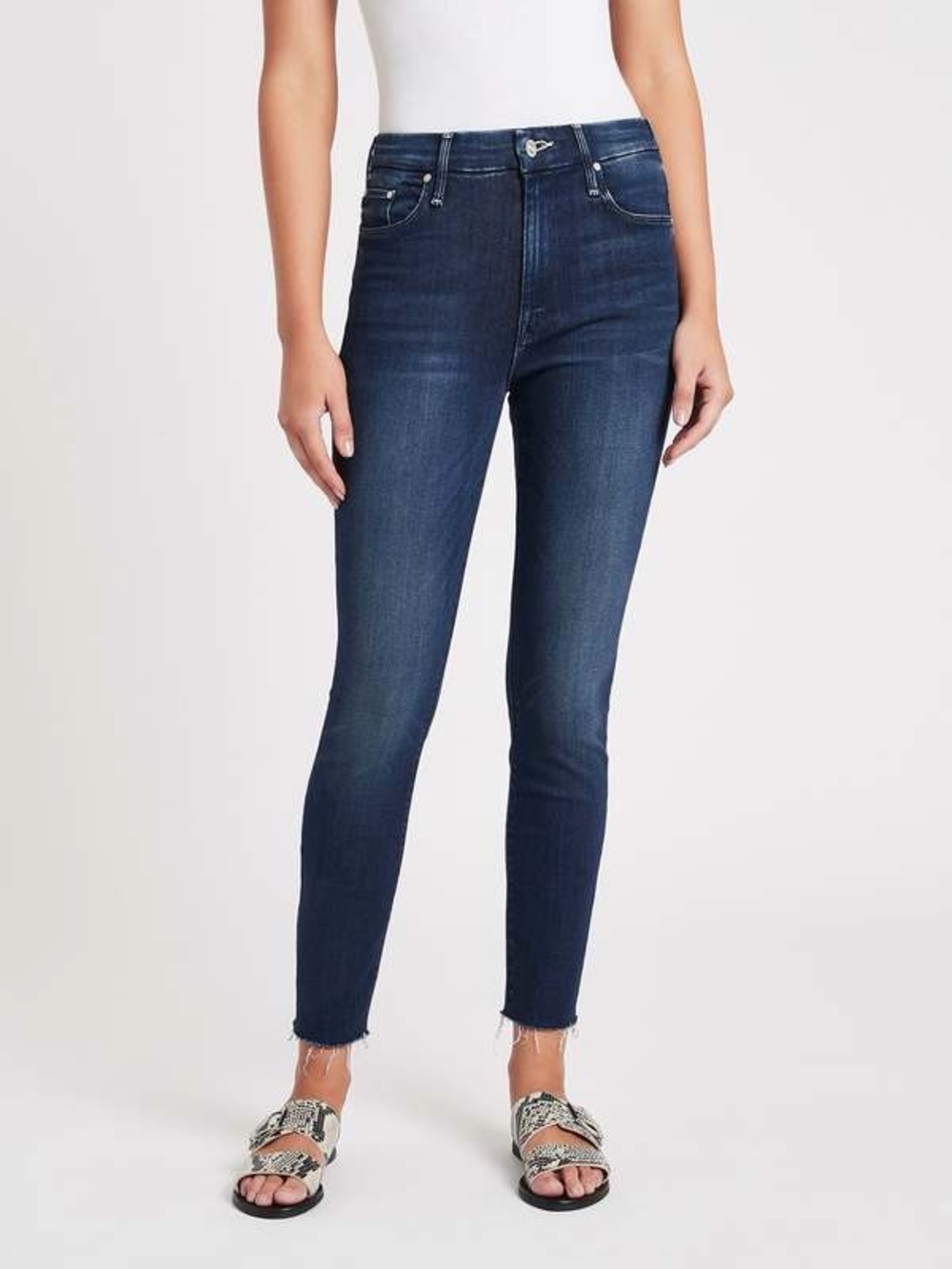 Mother high waisted looker ankle fray jeans tongue and chic size 28!